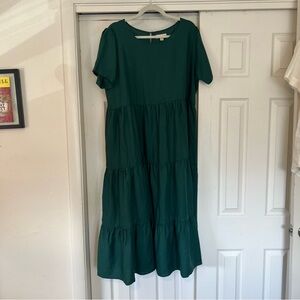Tradlands Chalet Tiered Dress, Emerald Green